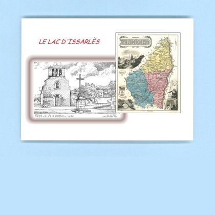 Cartes Postales impression Noir avec dpartement sur la ville de LE LAC D ISSARLES Titre : eglise