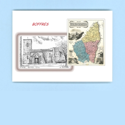 Cartes Postales impression Noir avec dpartement sur la ville de BOFFRES Titre : eglise