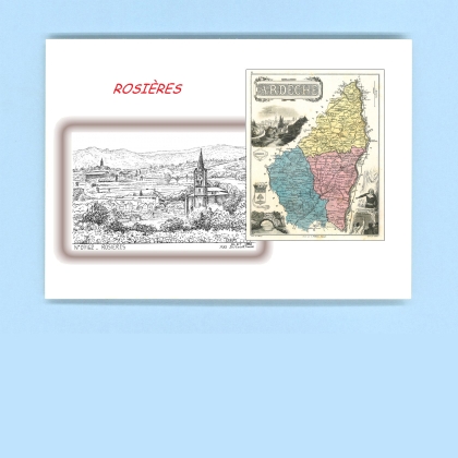 Cartes Postales impression Noir avec dpartement sur la ville de ROSIERES Titre : vue