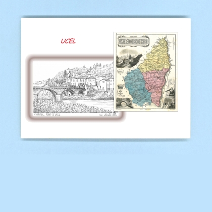 Cartes Postales impression Noir avec dpartement sur la ville de UCEL Titre : vue de pont d ucel