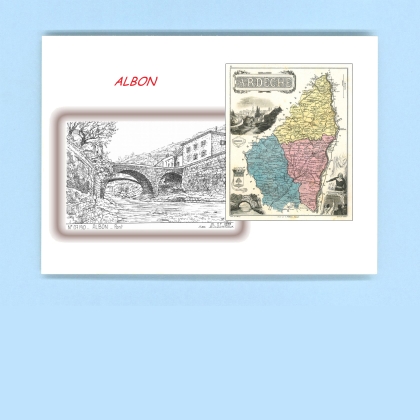 Cartes Postales impression Noir avec dpartement sur la ville de ALBON Titre : pont