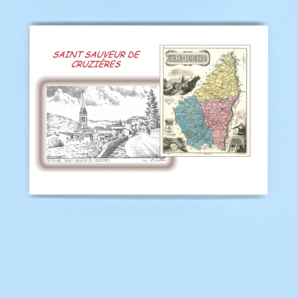 Cartes Postales impression Noir avec dpartement sur la ville de ST SAUVEUR DE CRUZIERES Titre : vue