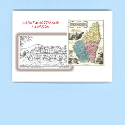 Cartes Postales impression Noir avec dpartement sur la ville de ST MARTIN SUR LAVEZON Titre : vue