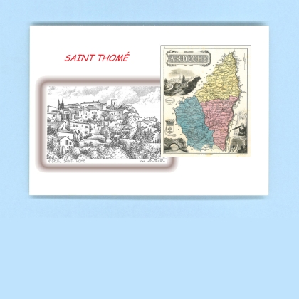 Cartes Postales impression Noir avec dpartement sur la ville de ST THOME Titre : vue
