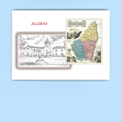 Cartes Postales impression Noir avec dpartement sur la ville de GLUIRAS Titre : place de l eglise