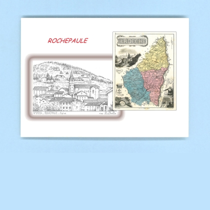 Cartes Postales impression Noir avec dpartement sur la ville de ROCHEPAULE Titre : eglise