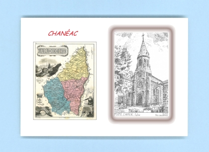 Cartes Postales impression Noir avec dpartement sur la ville de CHANEAC Titre : eglise