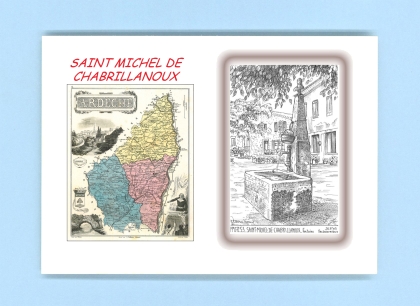 Cartes Postales impression Noir avec dpartement sur la ville de ST MICHEL DE CHABRILLANOUX Titre : fontaine