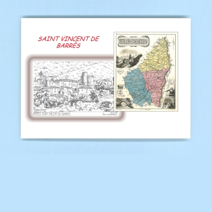 Cartes Postales impression Noir avec dpartement sur la ville de ST VINCENT DE BARRES Titre : vue