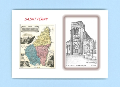 Cartes Postales impression Noir avec dpartement sur la ville de ST PERAY Titre : eglise