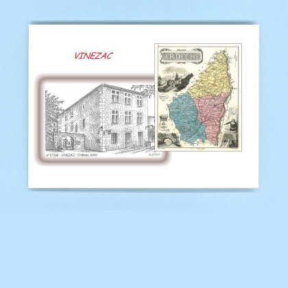 Cartes Postales impression Noir avec dpartement sur la ville de VINEZAC Titre : chateau julien