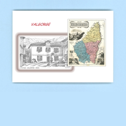 Cartes Postales impression Noir avec dpartement sur la ville de VALGORGE Titre : mairie