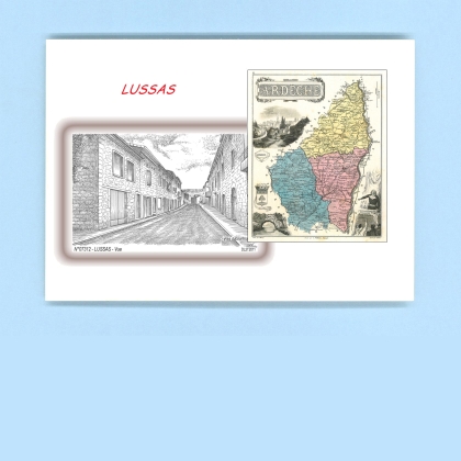 Cartes Postales impression Noir avec dpartement sur la ville de LUSSAS Titre : vue