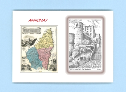 Cartes Postales impression Noir avec dpartement sur la ville de ANNONAY Titre : tour des martyrs