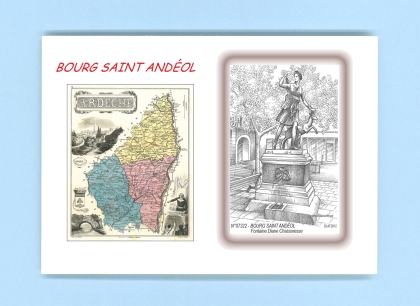 Cartes Postales impression Noir avec dpartement sur la ville de BOURG ST ANDEOL Titre : fontaine diane chasseresse