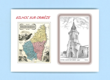 Cartes Postales impression Noir avec dpartement sur la ville de GILHOC SUR ORMEZE Titre : eglise