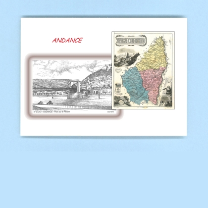 Cartes Postales impression Noir avec dpartement sur la ville de ANDANCE Titre : pont sur le rhone