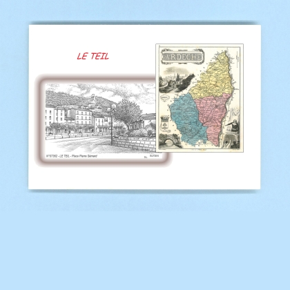 Cartes Postales impression Noir avec dpartement sur la ville de LE TEIL Titre : place pierre semard