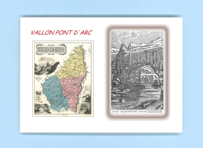 Cartes Postales impression Noir avec dpartement sur la ville de VALLON PONT D ARC Titre : pont d arc