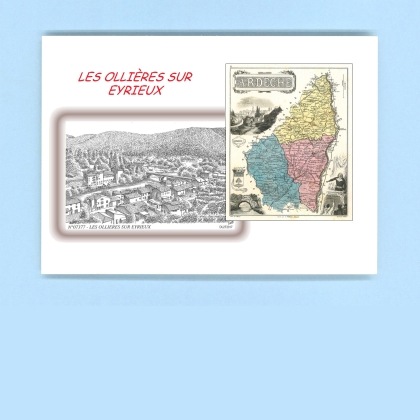 Cartes Postales impression Noir avec dpartement sur la ville de LES OLLIERES SUR EYRIEUX Titre : vue