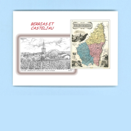 Cartes Postales impression Noir avec dpartement sur la ville de BERRIAS ET CASTELJAU Titre : vue de casteljau