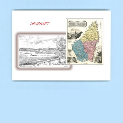 Cartes Postales impression Noir avec dpartement sur la ville de DEVESSET Titre : lac
