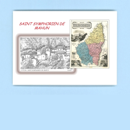 Cartes Postales impression Noir avec dpartement sur la ville de ST SYMPHORIEN DE MAHUN Titre : vue