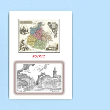 Cartes Postales impression Noir avec dpartement sur la ville de ROCROI Titre : vue