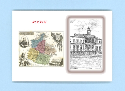 Cartes Postales impression Noir avec dpartement sur la ville de ROCROI Titre : l hotel de ville