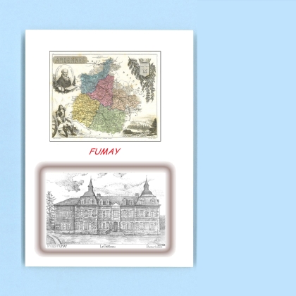 Cartes Postales impression Noir avec dpartement sur la ville de FUMAY Titre : le chateau