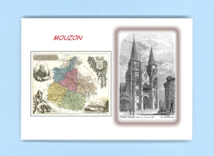 Cartes Postales impression Noir avec dpartement sur la ville de MOUZON Titre : vue