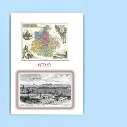 Cartes Postales impression Noir avec dpartement sur la ville de RETHEL Titre : vue en 1846