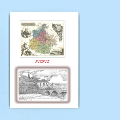 Cartes Postales impression Noir avec dpartement sur la ville de ROCROI Titre : remparts