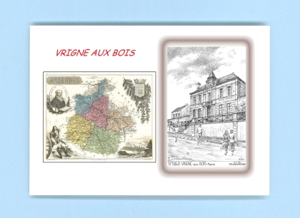 Cartes Postales impression Noir avec dpartement sur la ville de VRIGNE AUX BOIS Titre : mairie