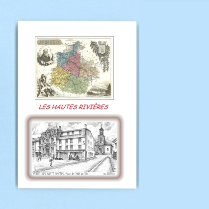 Cartes Postales impression Noir avec dpartement sur la ville de LES HAUTES RIVIERES Titre : place de l hotel de ville