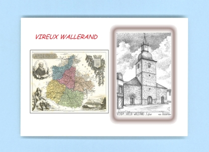 Cartes Postales impression Noir avec dpartement sur la ville de VIREUX WALLERAND Titre : eglise