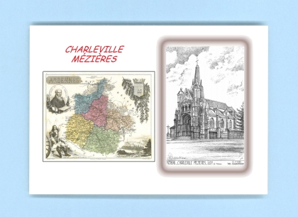 Cartes Postales impression Noir avec dpartement sur la ville de CHARLEVILLE MEZIERES Titre : eglise st lie mohon
