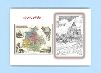 Cartes Postales impression Noir avec dpartement sur la ville de HANNAPPES Titre : eglise