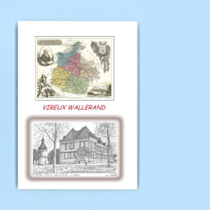 Cartes Postales impression Noir avec dpartement sur la ville de VIREUX WALLERAND Titre : chateau