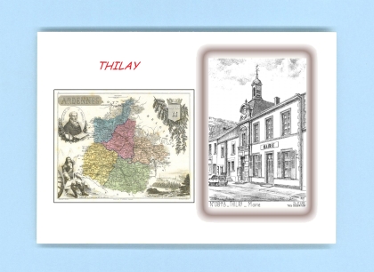 Cartes Postales impression Noir avec dpartement sur la ville de THILAY Titre : mairie