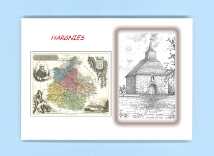Cartes Postales impression Noir avec dpartement sur la ville de HARGNIES Titre : chapelle st roch