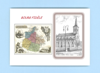 Cartes Postales impression Noir avec dpartement sur la ville de BOURG FIDELE Titre : eglise
