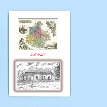 Cartes Postales impression Noir avec dpartement sur la ville de BUZANCY Titre : chateau de chanzy