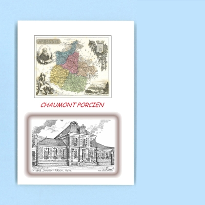 Cartes Postales impression Noir avec dpartement sur la ville de CHAUMONT PORCIEN Titre : mairie
