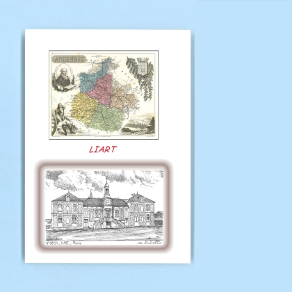 Cartes Postales impression Noir avec dpartement sur la ville de LIART Titre : mairie