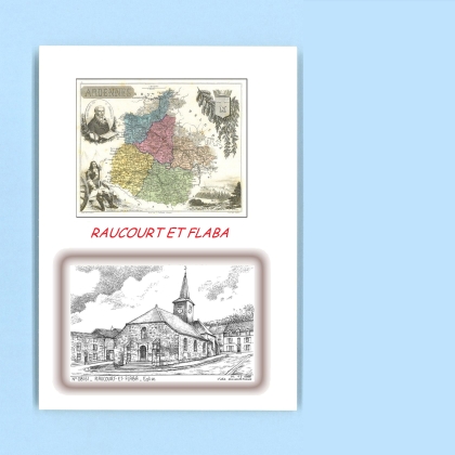 Cartes Postales impression Noir avec dpartement sur la ville de RAUCOURT ET FLABA Titre : eglise