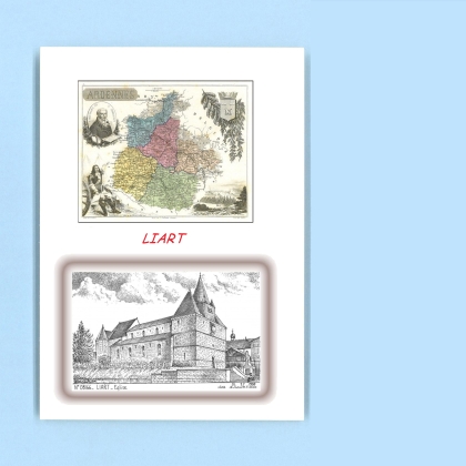 Cartes Postales impression Noir avec dpartement sur la ville de LIART Titre : eglise