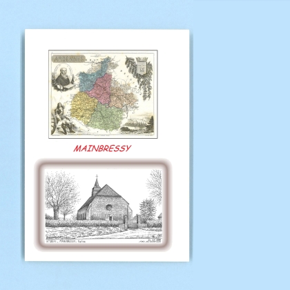 Cartes Postales impression Noir avec dpartement sur la ville de MAINBRESSY Titre : eglise