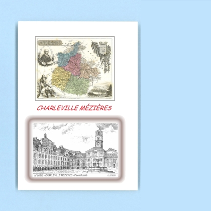 Cartes Postales impression Noir avec dpartement sur la ville de CHARLEVILLE MEZIERES Titre : place ducale