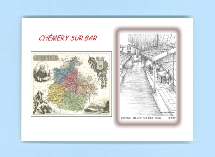 Cartes Postales impression Noir avec dpartement sur la ville de CHEMERY SUR BAR Titre : lavoir